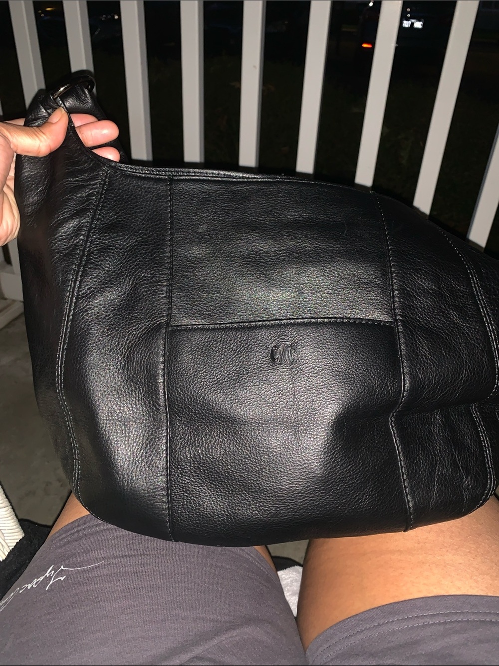 Carlos Falchi Black Leather Hobo Shoulder Bag